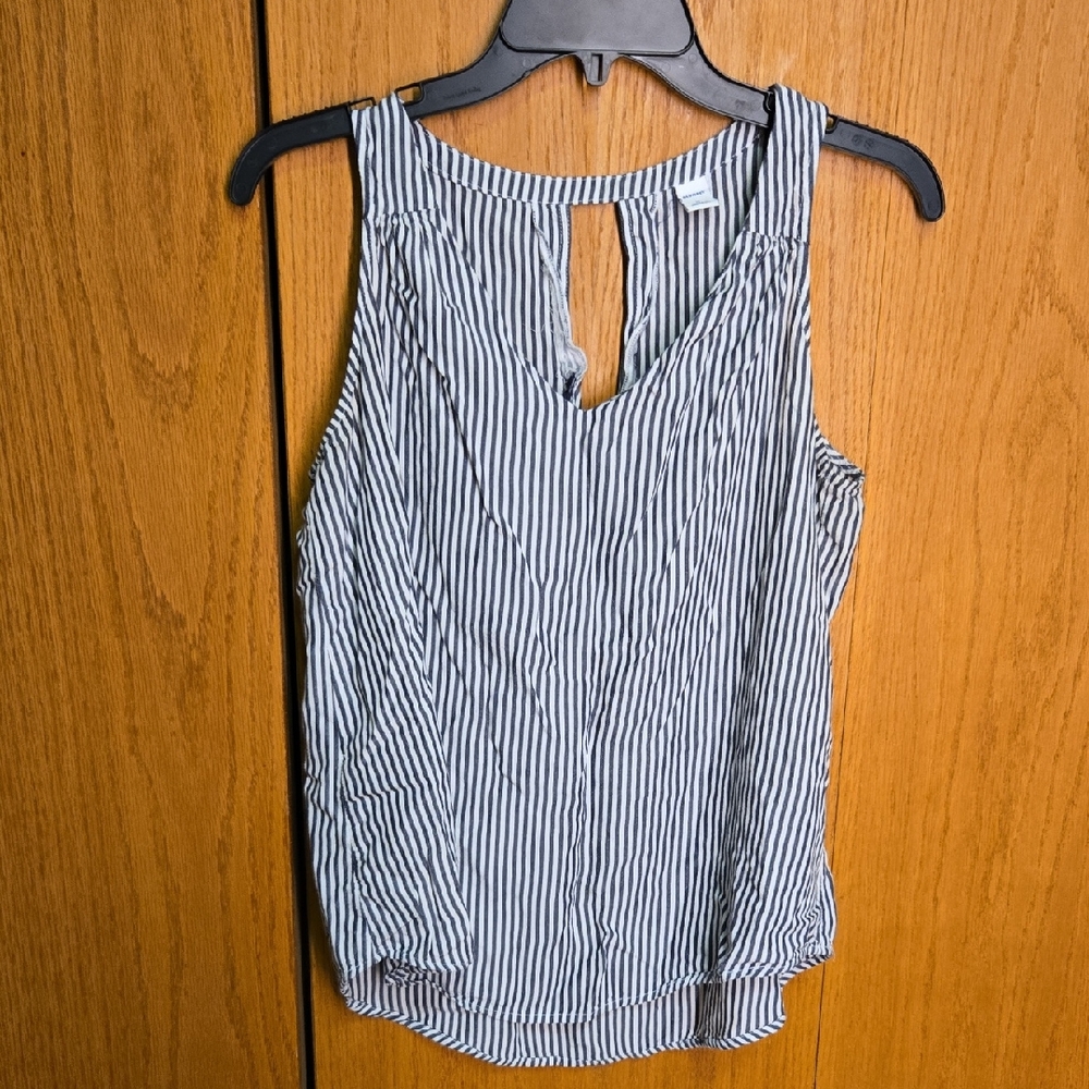 Old Navy Blue and White Striped Tank Top